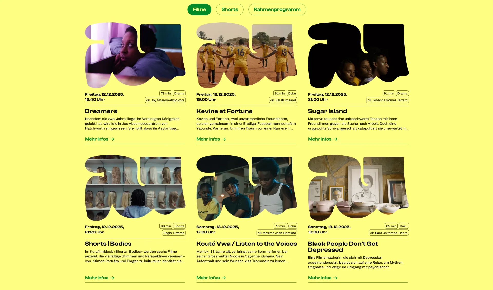 The programme, each film cut into the festival’s own shape.