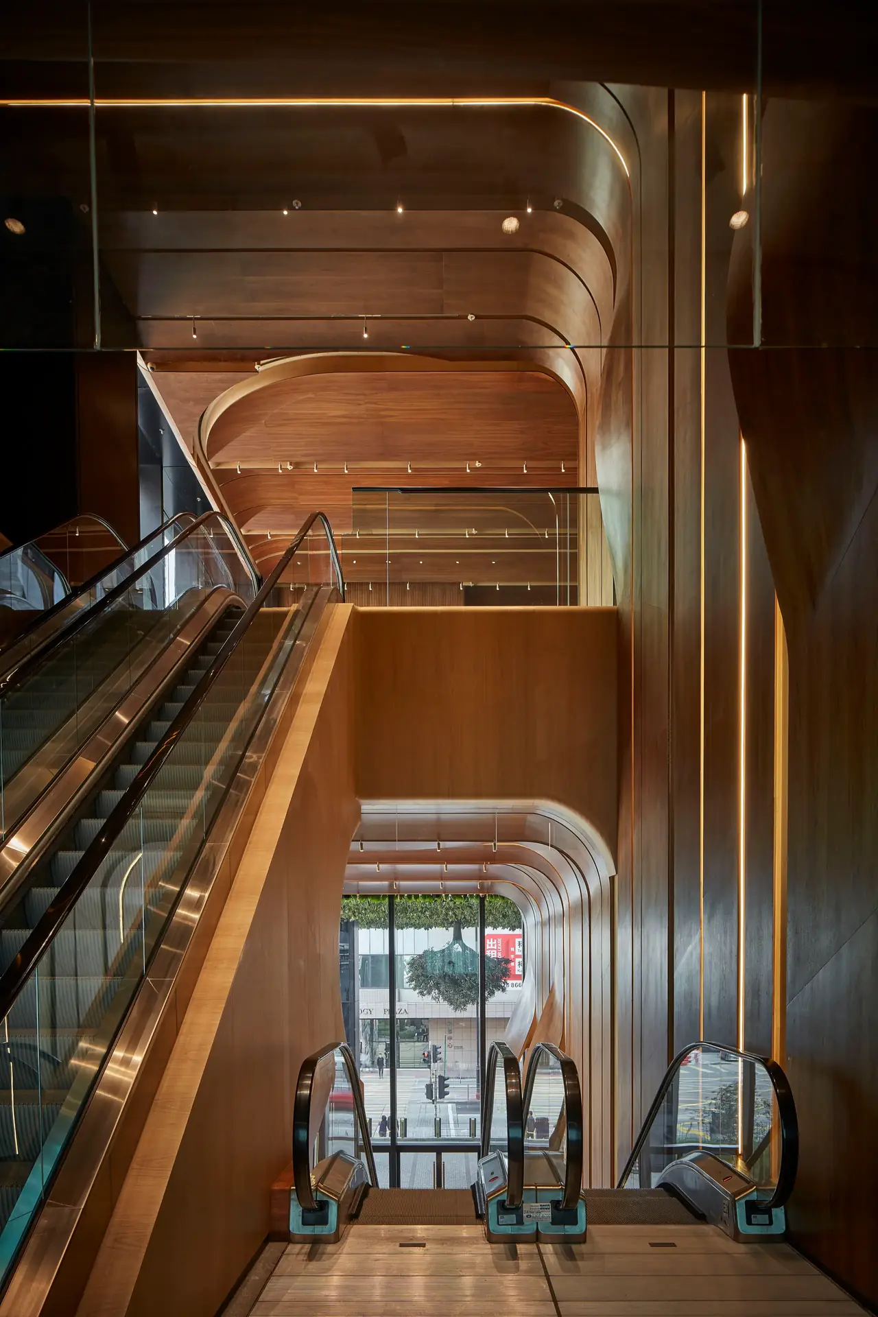 The wooden entrance to the exhibition floor