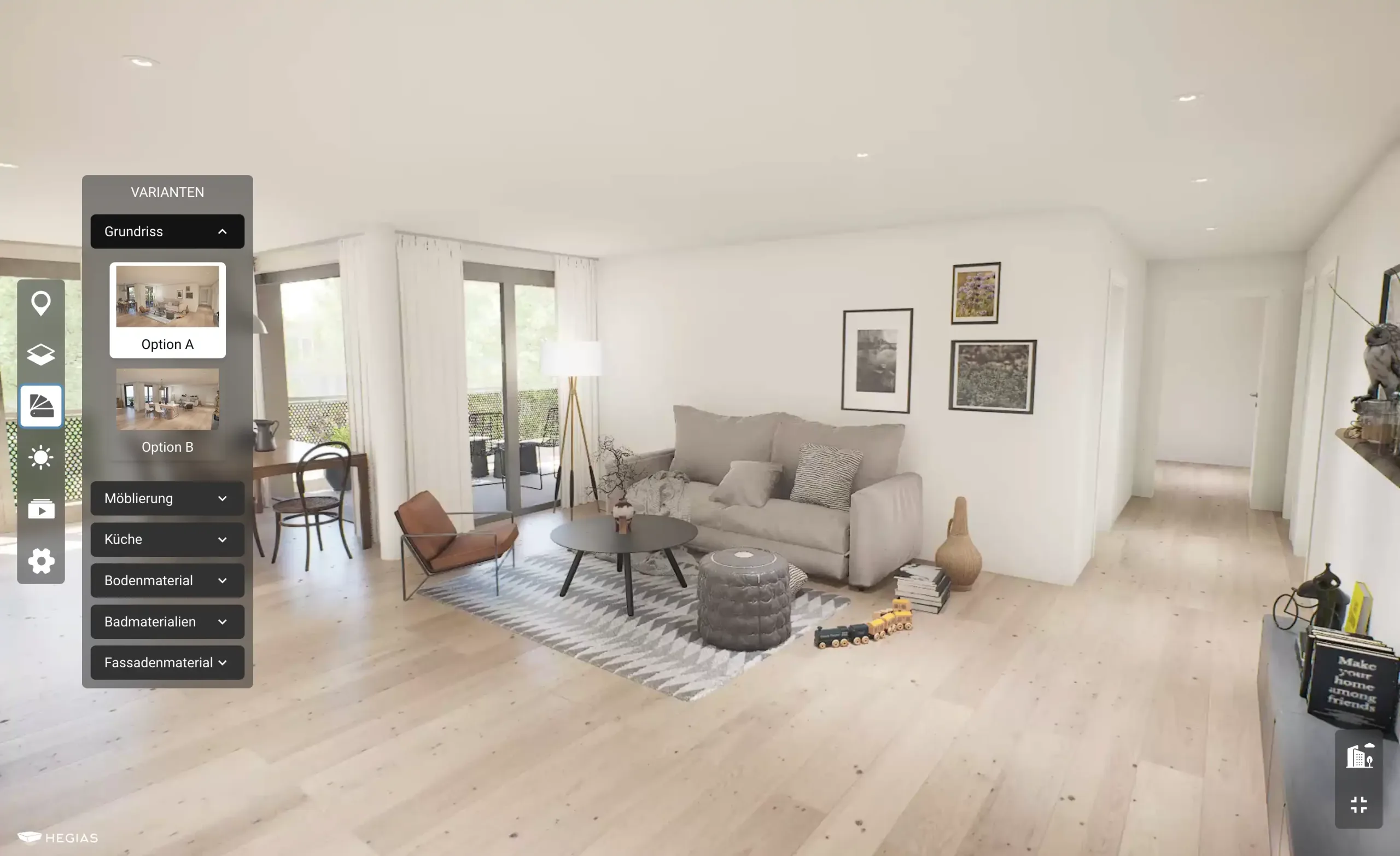 An apartment furnishing variants by Steiner AG